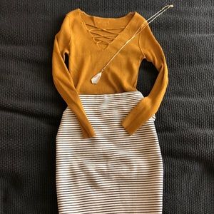 LOFT striped pencil skirt